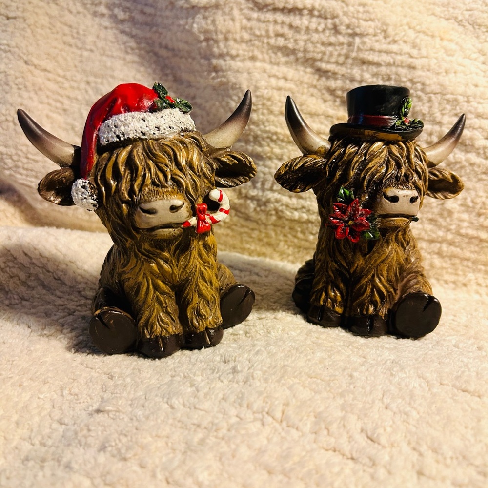 New Set of 2 Hobby Lobby Highland cow figurines.